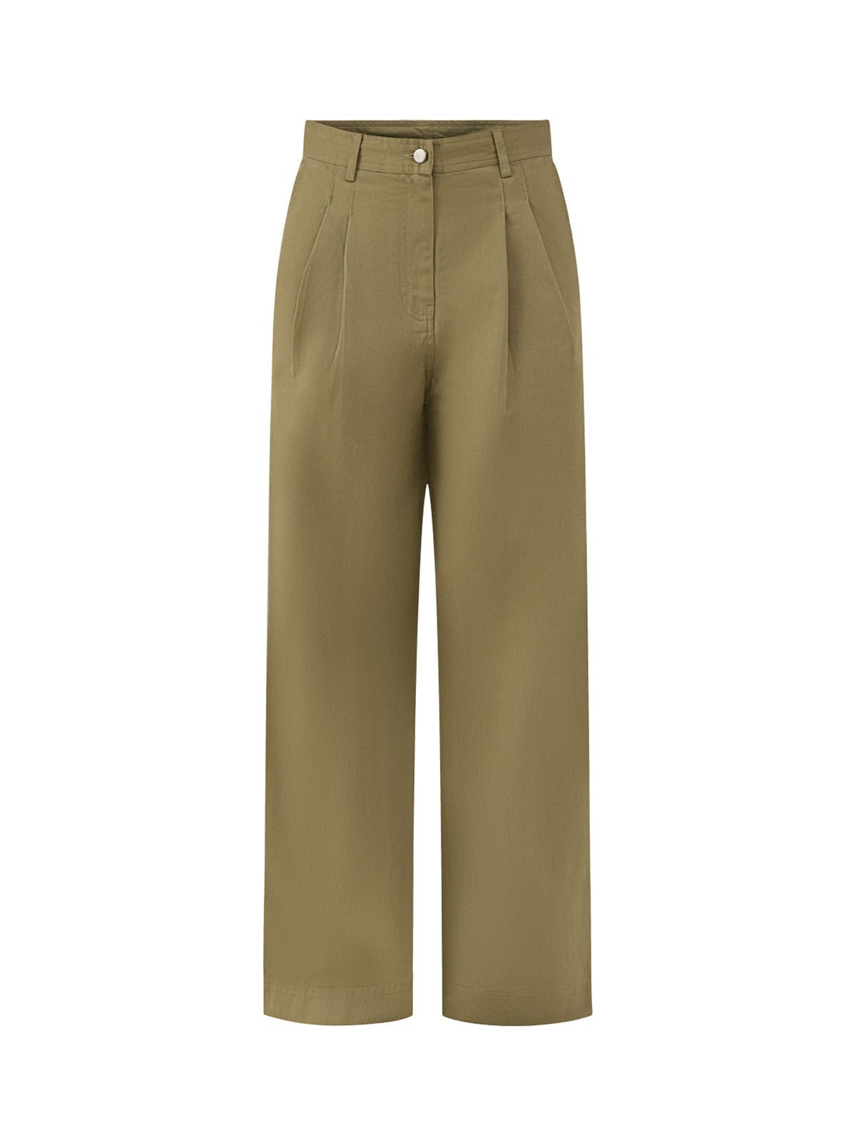Cotton Julie Barrel Trousers - Light Olive