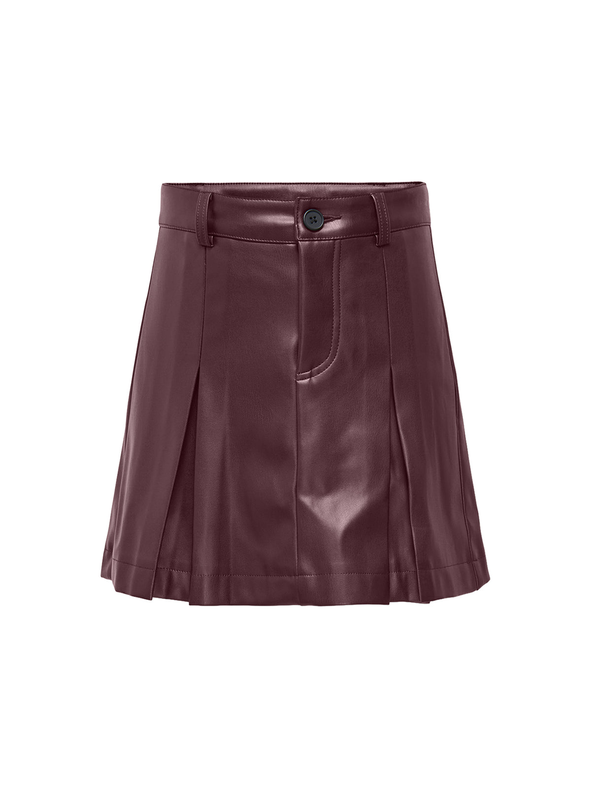Kogniella High-Waisted Pleated Faux Leather Skirt
