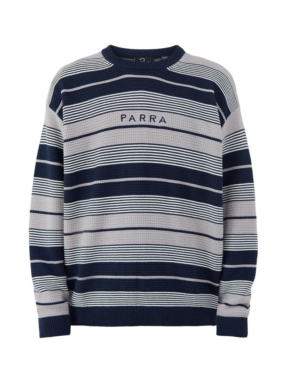 Cotton Neatly Striped Knitted Jumper - Navy