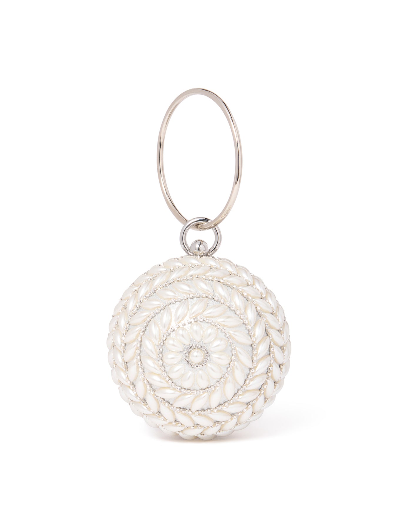 Signature Pandora Pearl Round Clutch Bag Cream