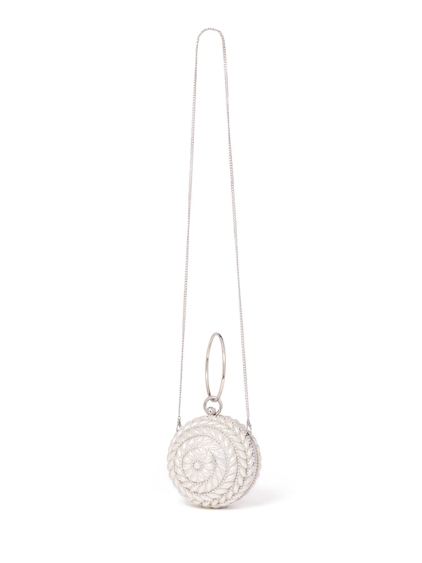 Signature Pandora Pearl Round Clutch Bag Cream