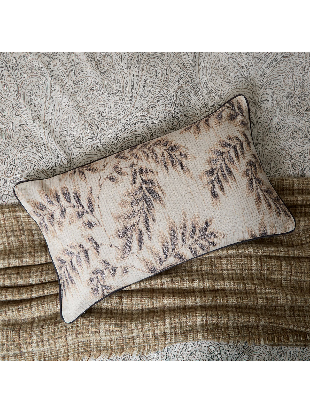 Avita Standard Pillowcase Pair Charcoal, Chalk & Tan
