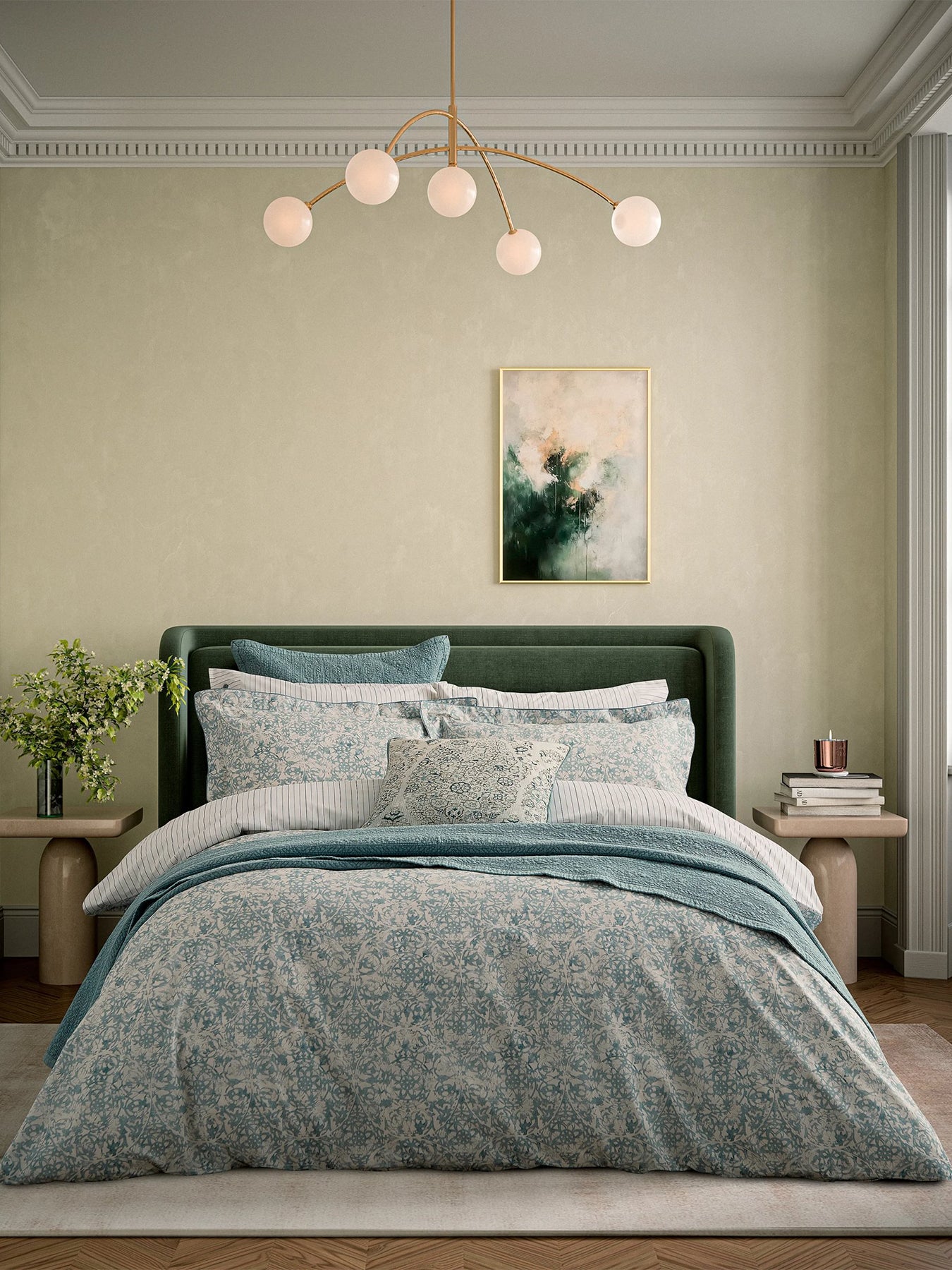 Celina Duvet Cover Set Celadon & Olive