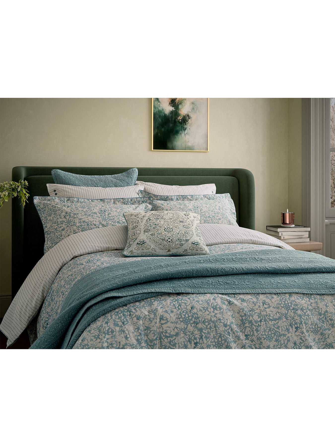 Celina Duvet Cover Set Celadon & Olive