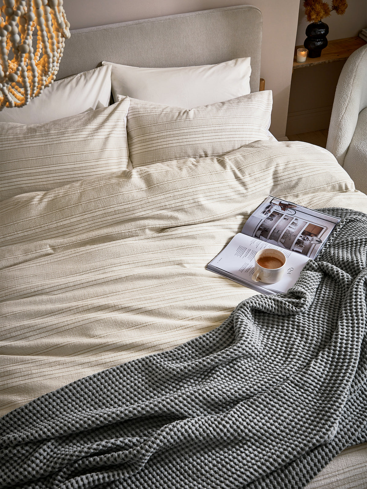 Zelda Woven Bed Cover Set D/B Canvas Cream