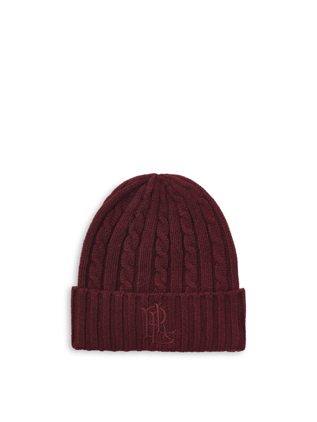 Cable Knit Wool Blend Beanie - Dark Garnet