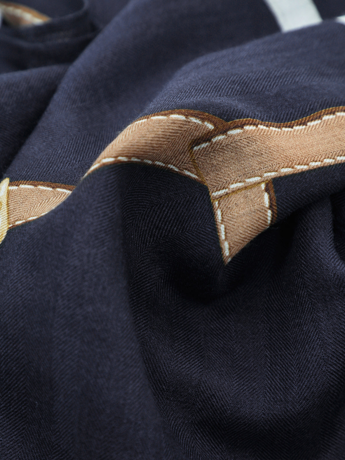 Large Square Wool & Mulberry Silk Scarf - Navy