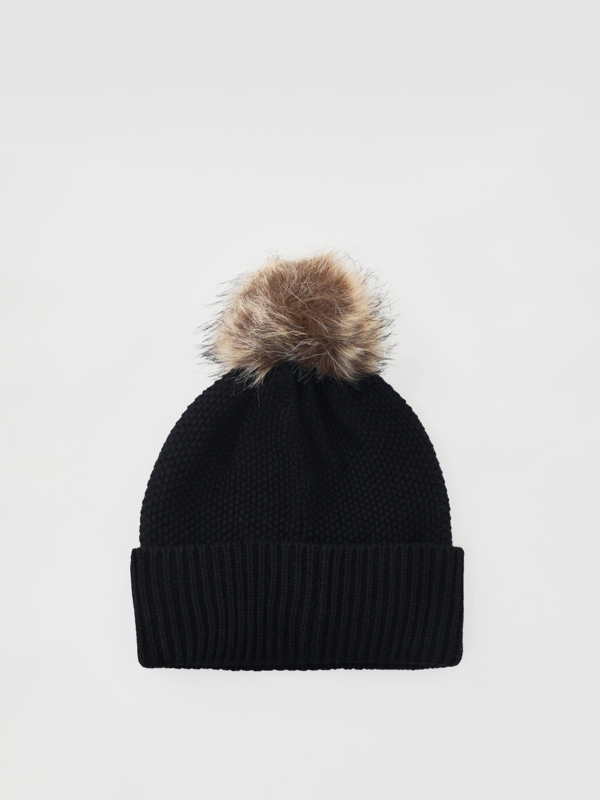 Direct Embroidered Wool Blend Beanie - Black