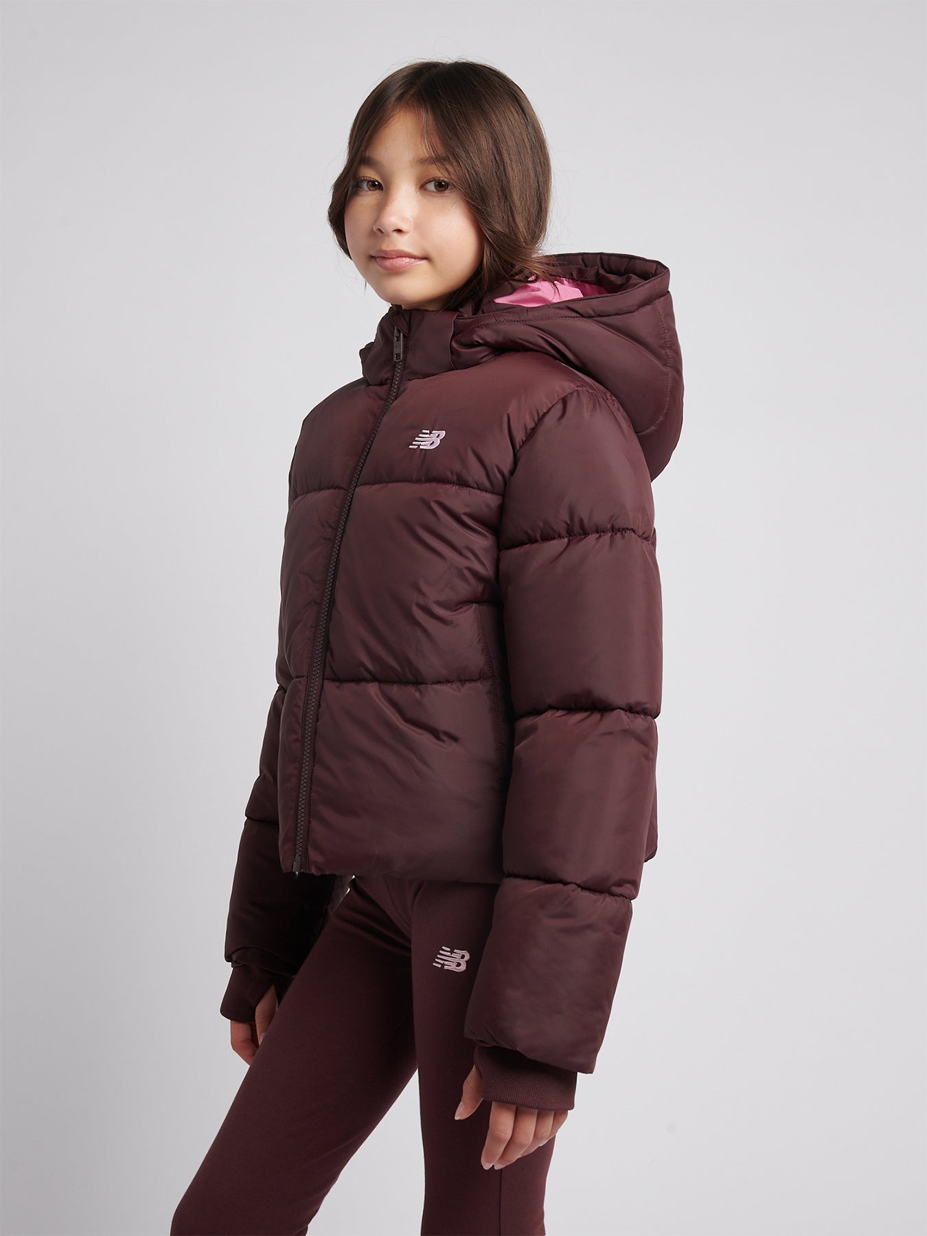 Unbaffled Puffer Coat - Cherry Leather