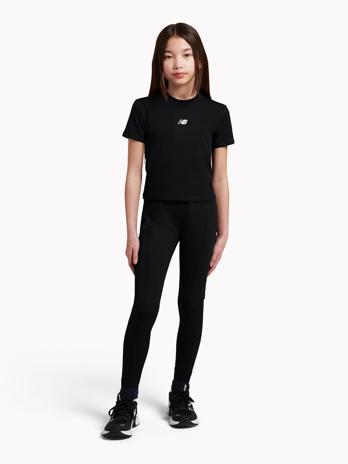 Girls' Athletic Short-Sleeved T-Shirt - Caviar