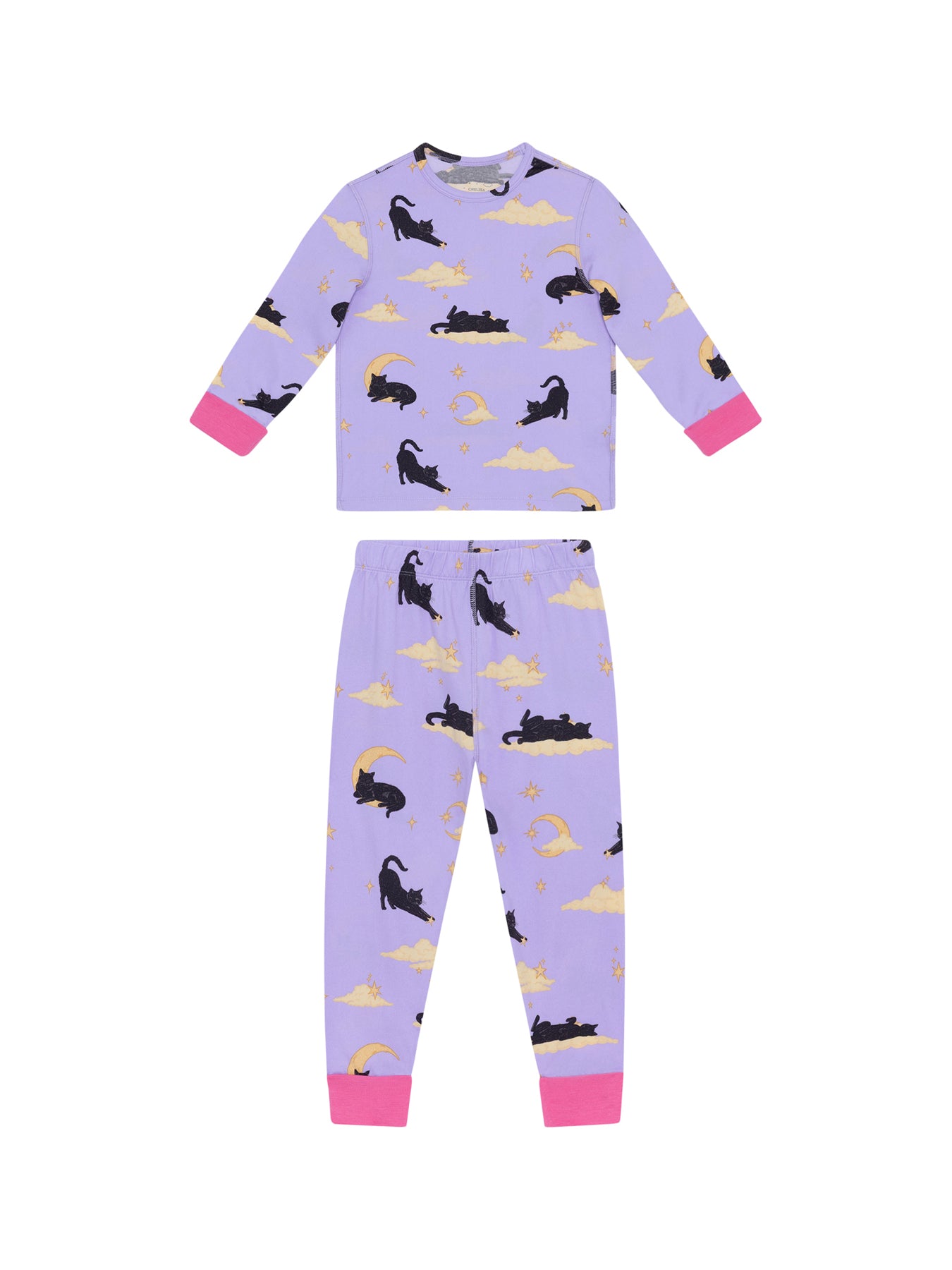 Kids Cats on Clouds Long Pyjama Set Lilac