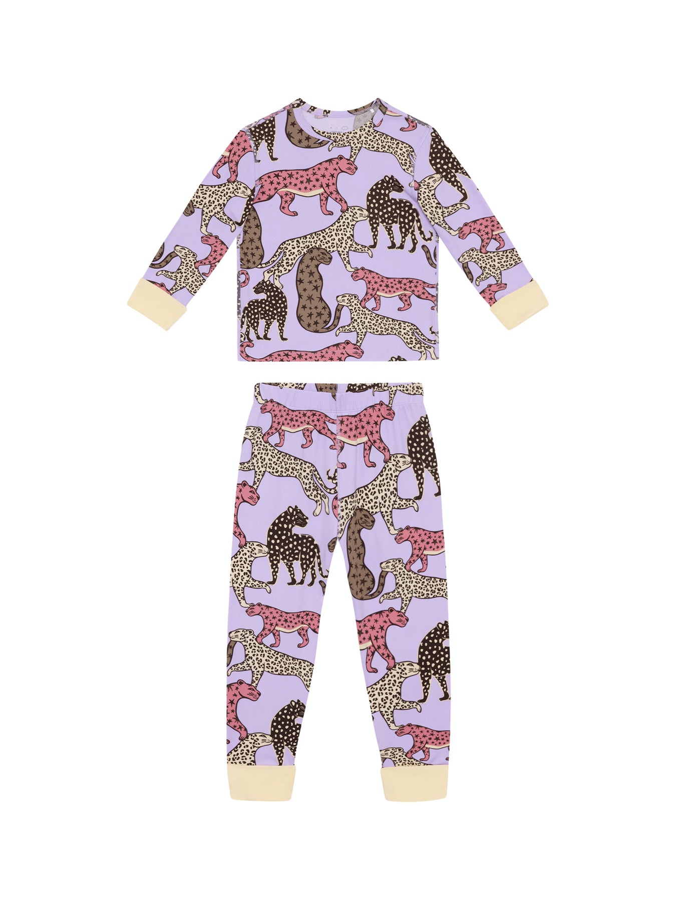 Kids Leopard Long Pyjama Set Lilac