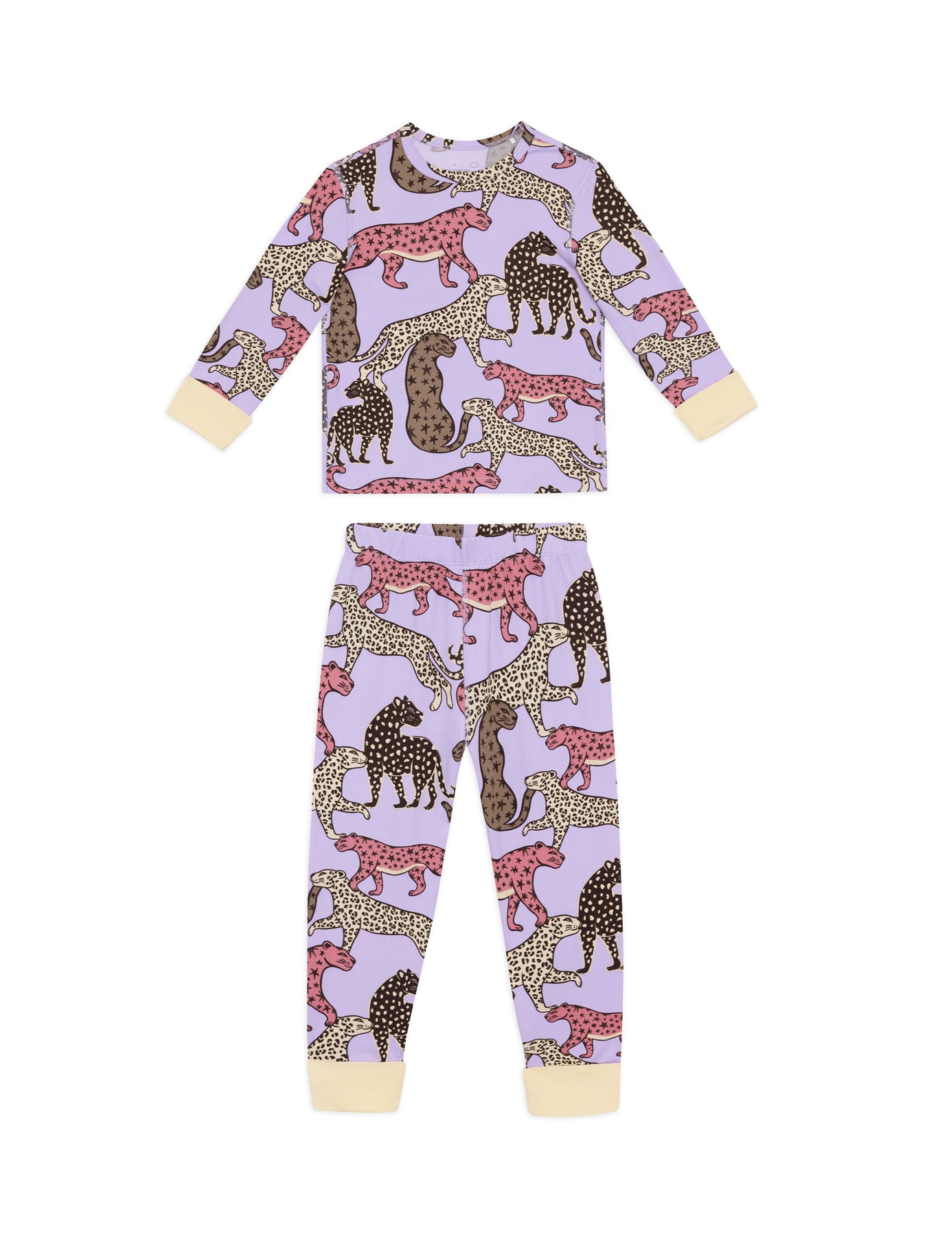 Kids Leopard Long Pyjama Set Lilac