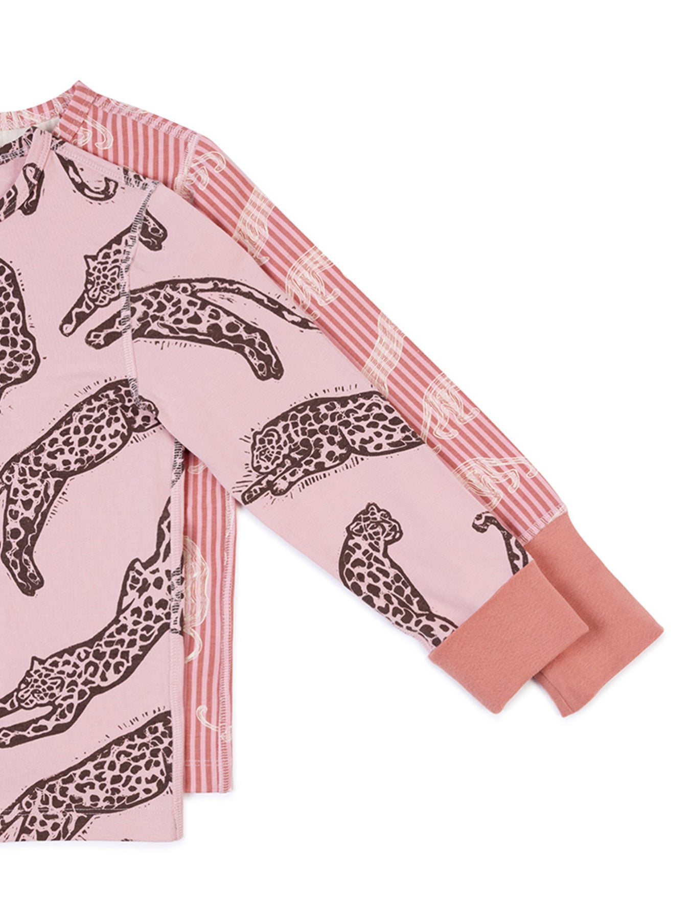 Kids 2-Pack Striped Leopard Long Pyjama Sets Pink