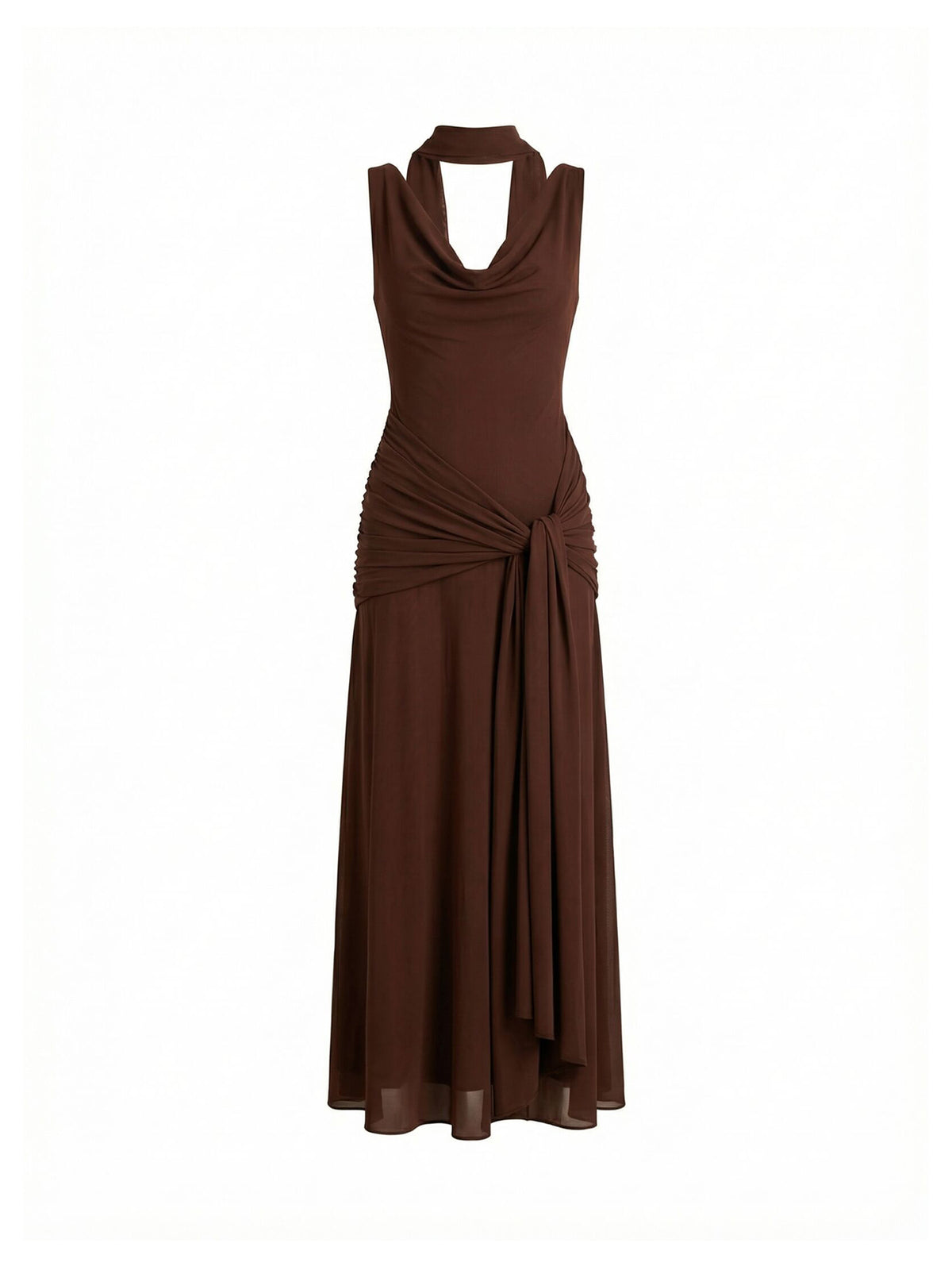 Vivianne Scarf Tie Maxi Dress Brown