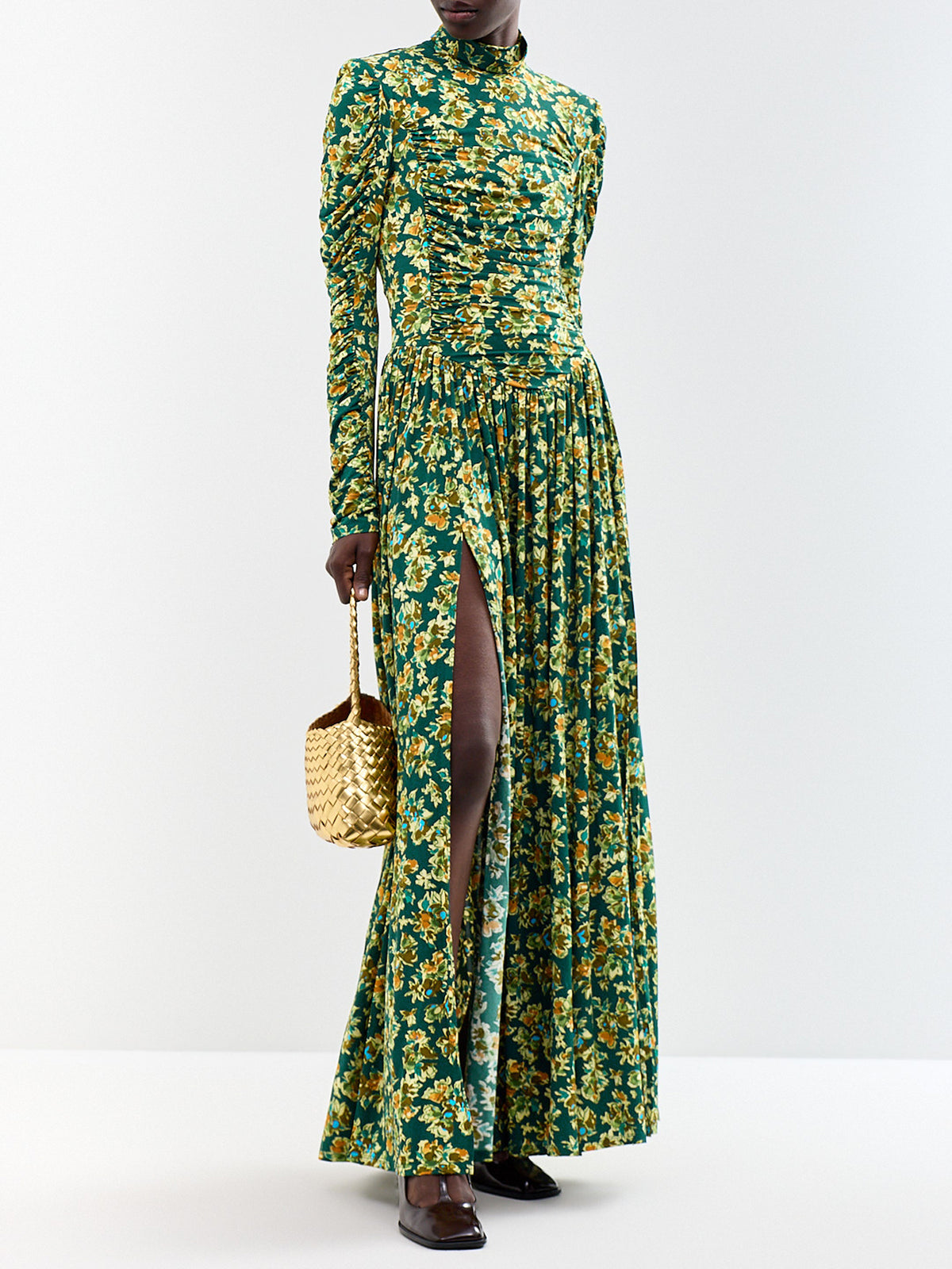 Clem Recycled Viscose Ruched Midi Dress
