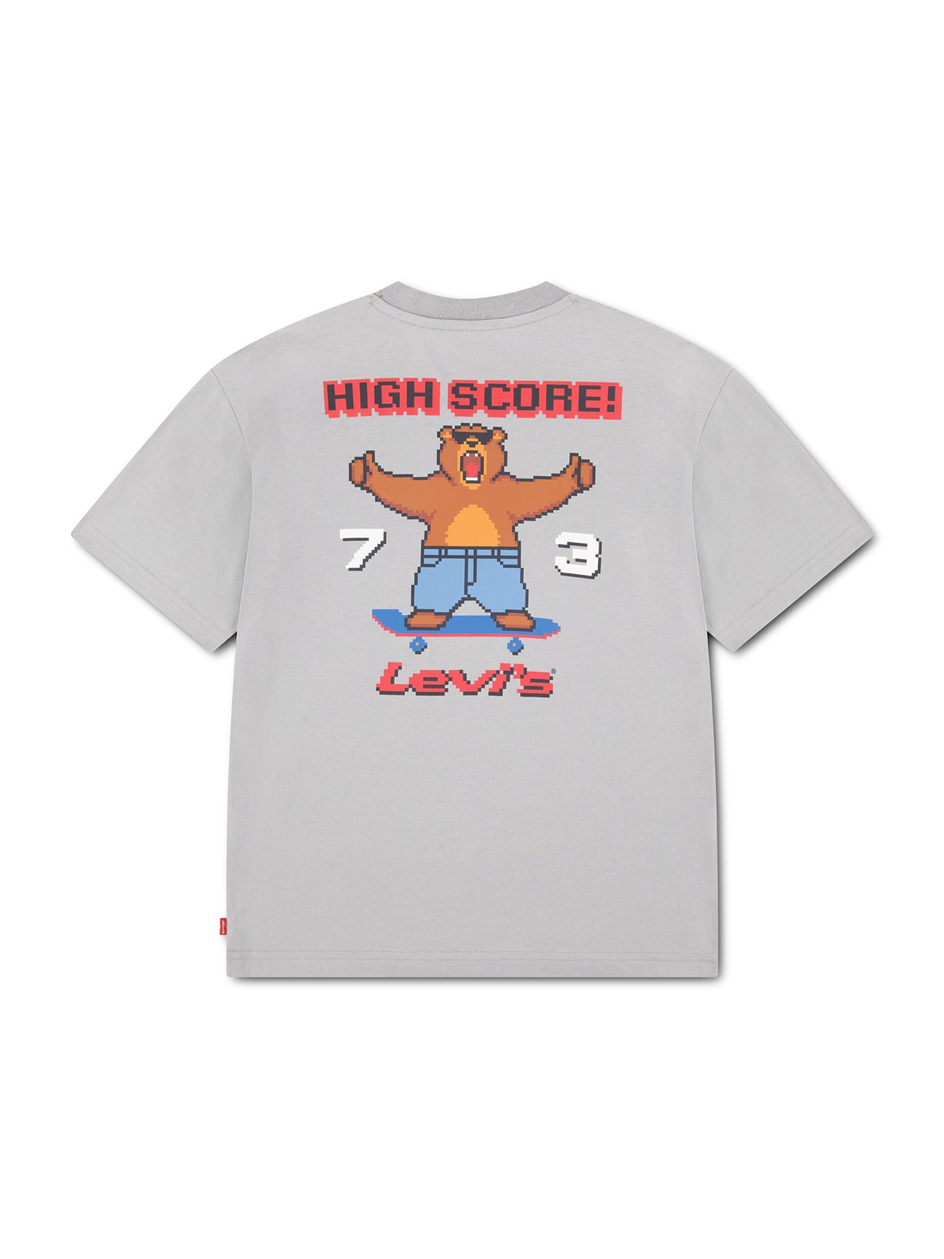 Boys Pixelated Bear T-Shirt Grey