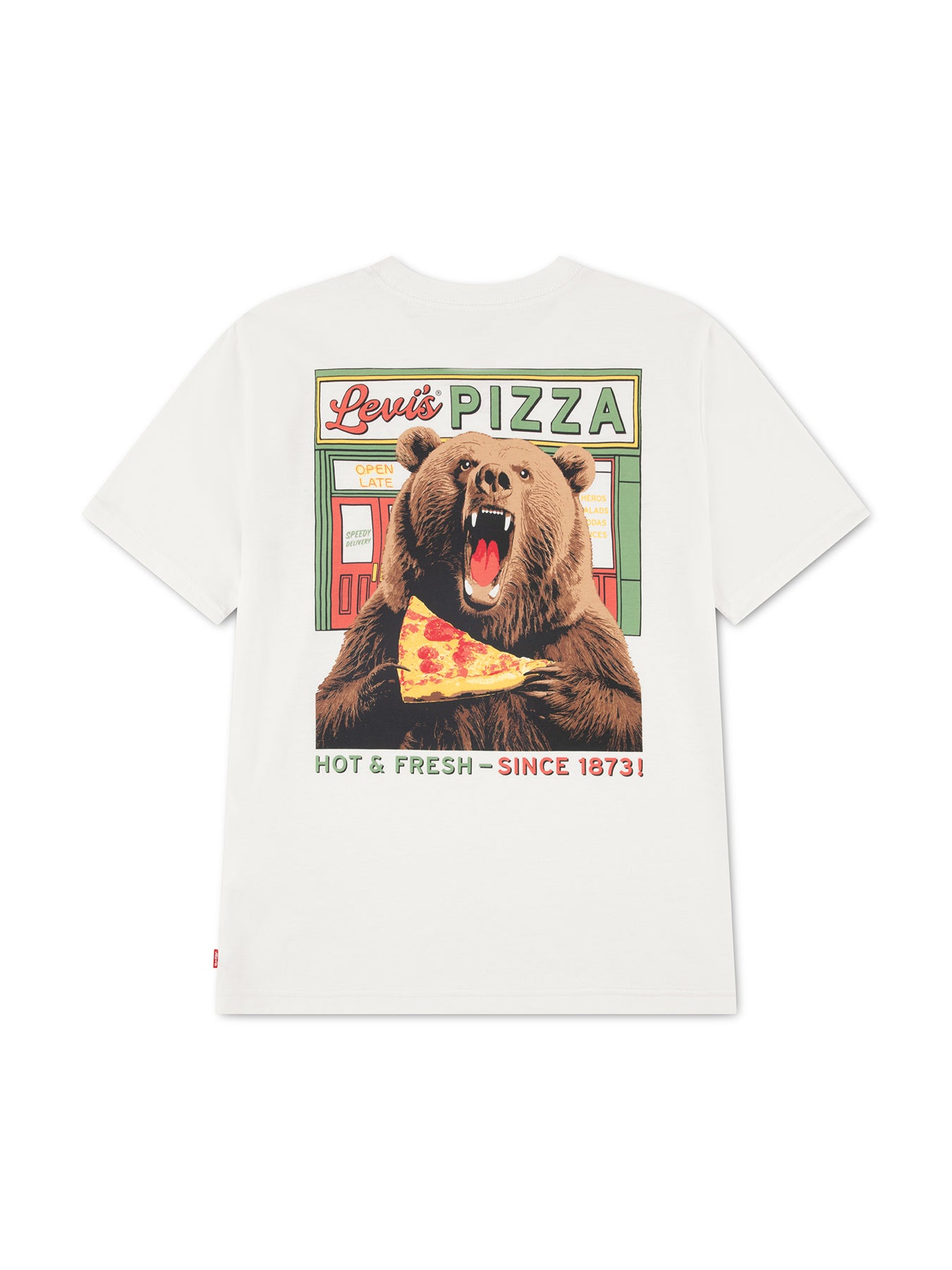 Boys Pizza Loving Bear T-Shirt Cream