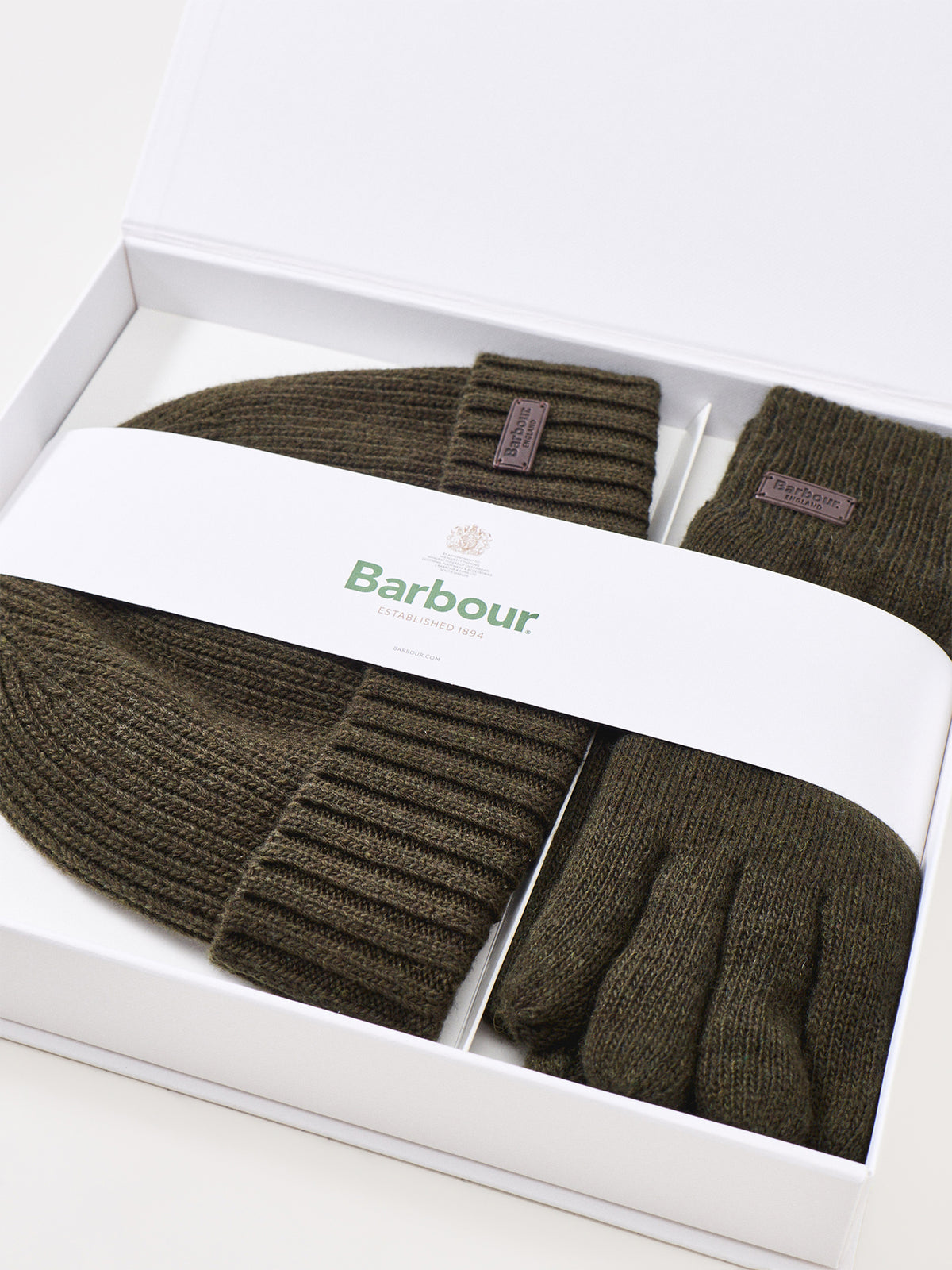 Wool Blend Carlton Beanie & Gloves Gift Set - Dark Green