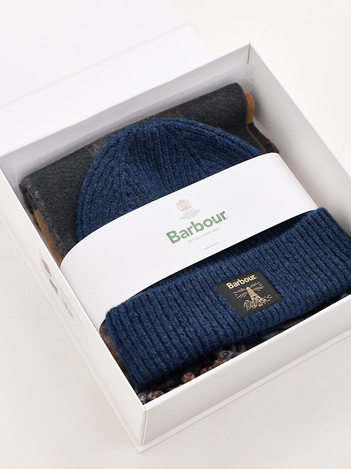 Westerdale Beanie & Scarf Gift Set - Navy / Grey