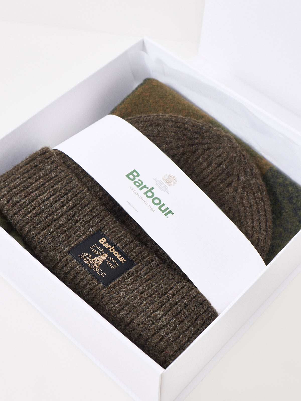 Westerdale Beanie & Scarf Gift Set - Olive & Navy