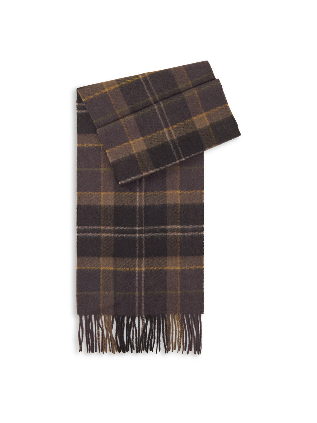 Wool & Cashmere Mineral Tartan Scarf - Dried Bracken