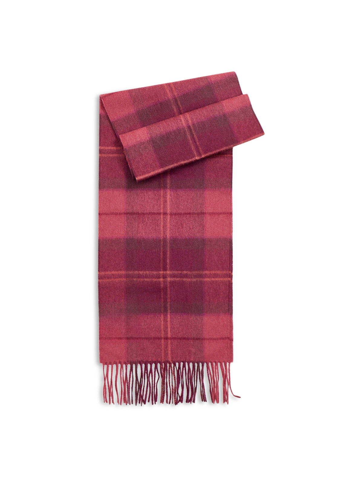 Wool & Cashmere Mineral Tartan Scarf - Crimson Heather