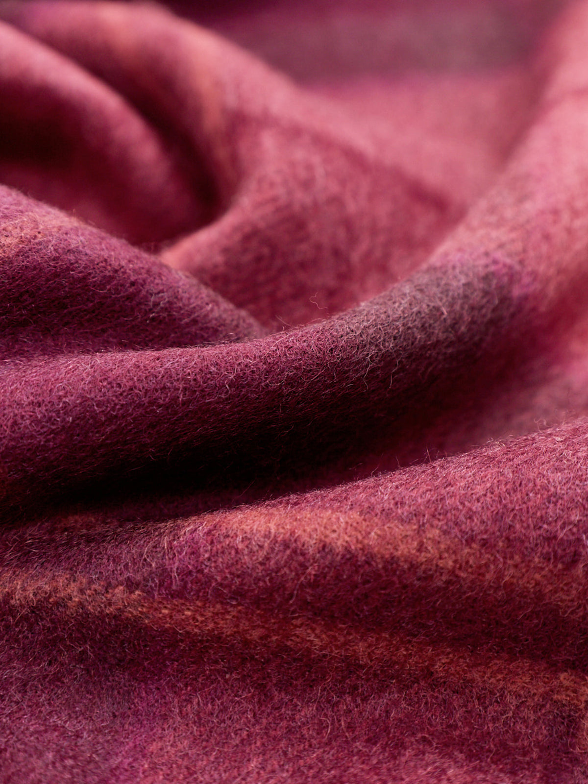 Wool & Cashmere Mineral Tartan Scarf - Crimson Heather