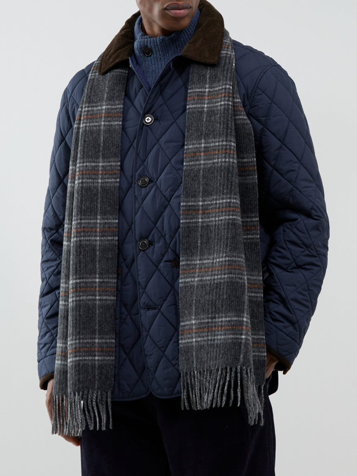 Wool Marsden Reversible Scarf - Grey / Navy