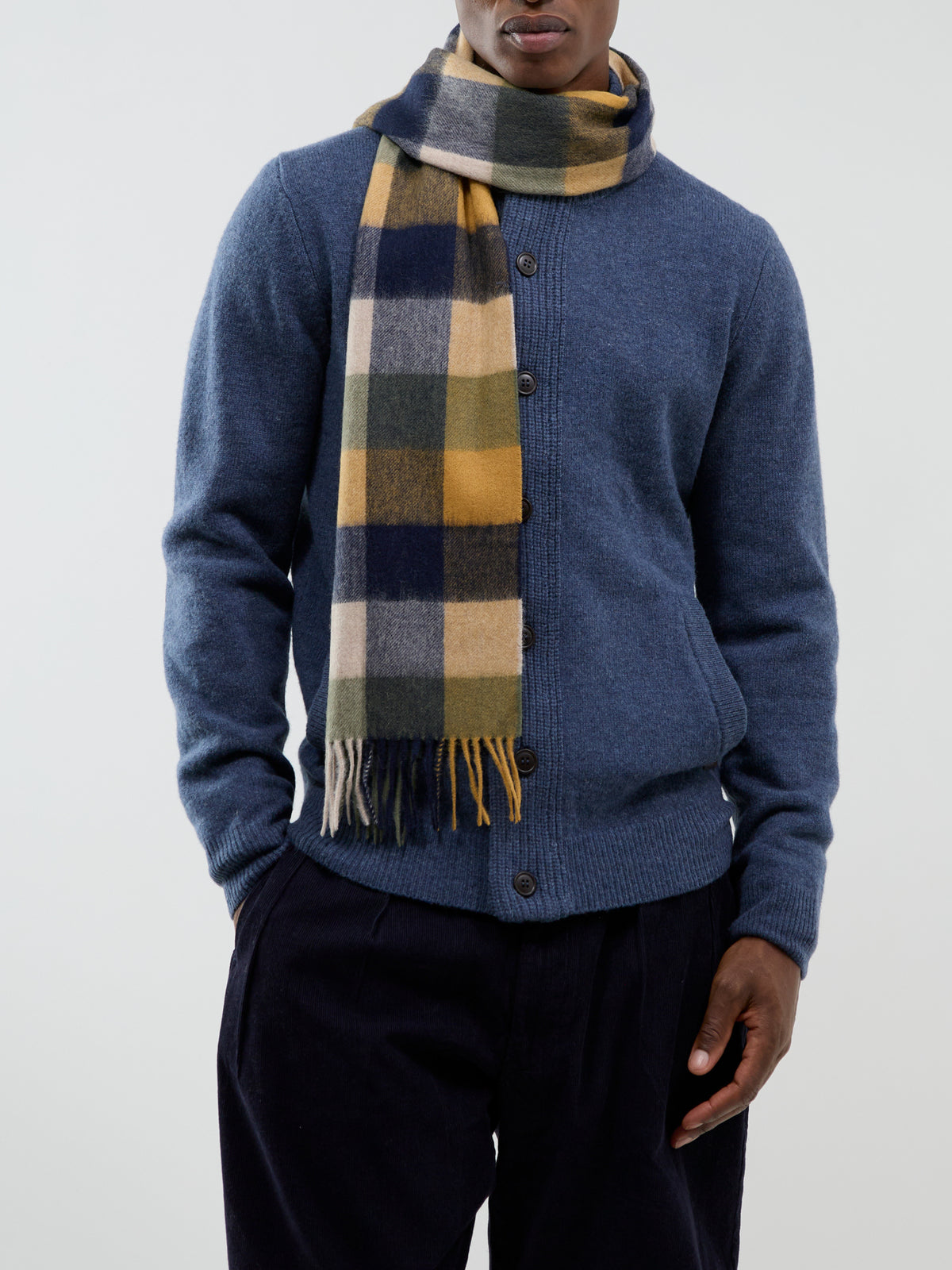 Lambswool Tattersall Scarf - Forest Mist