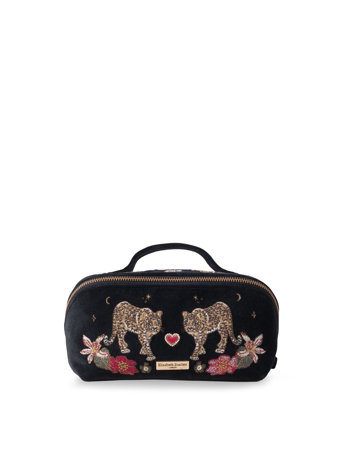 Celestial Leopard Open Flat Lay Makeup Bag Black