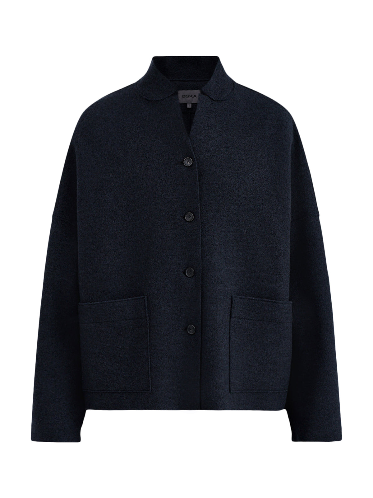 Virgin Wool V Neck Boiled Wool Jacket