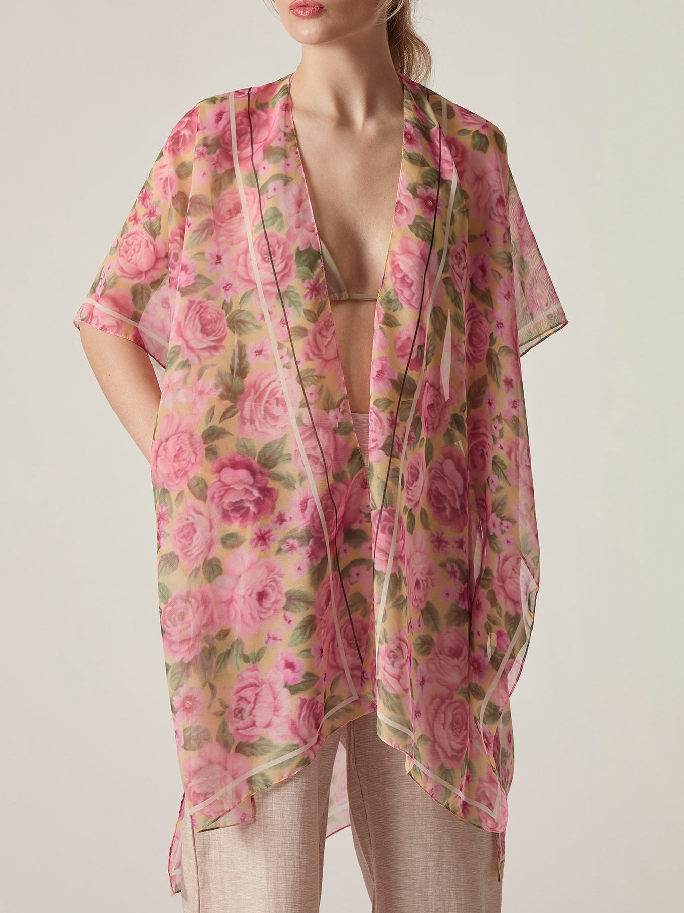 Pink Floral Rose Kaftan Pink
