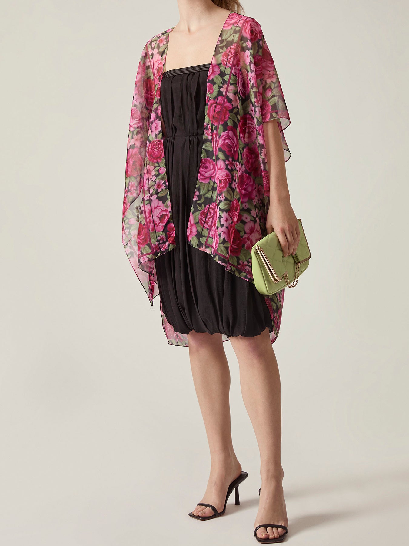 Two-Tone Rose Print Kaftan