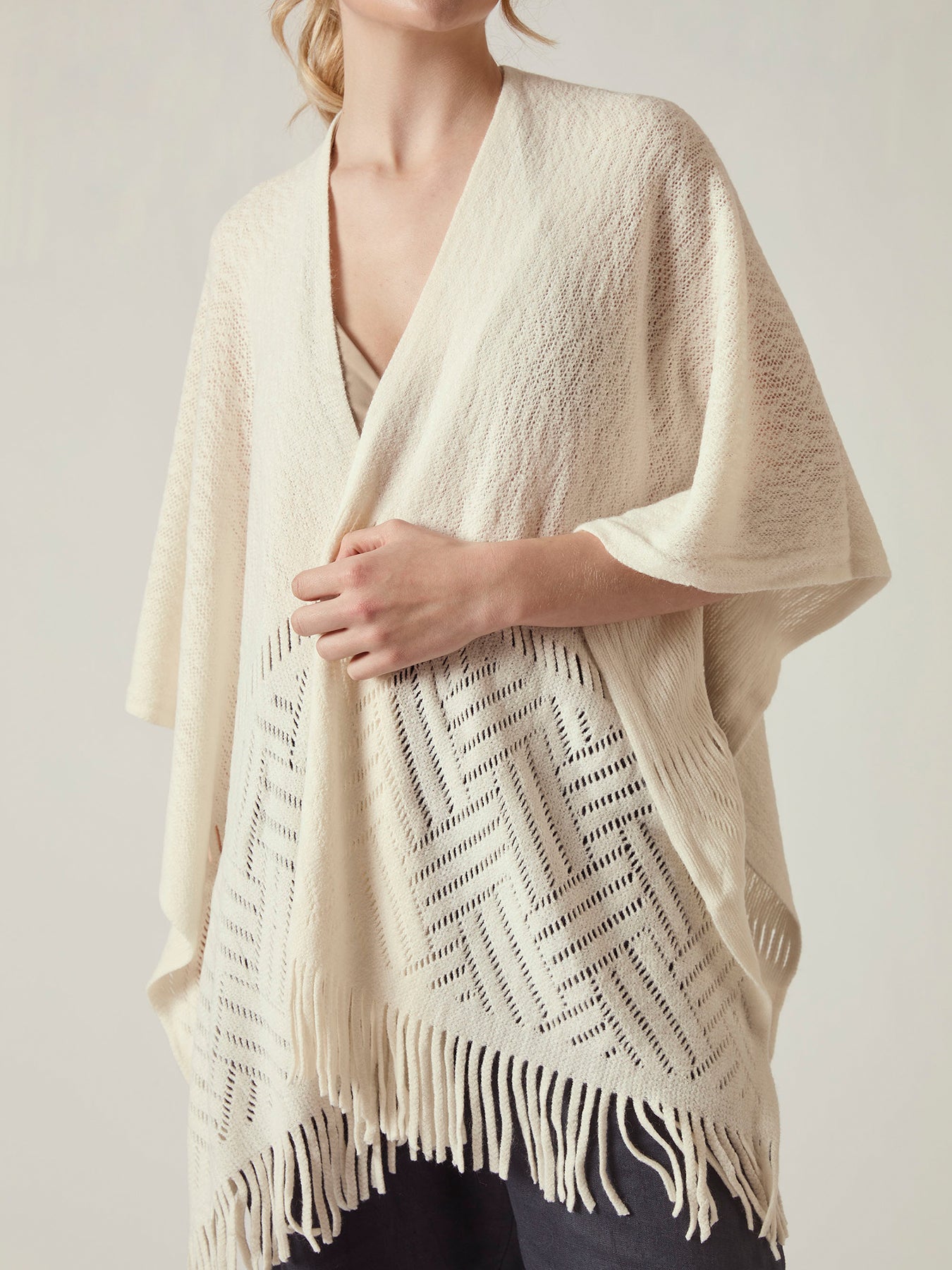 Textured Knit Kaftan Cream