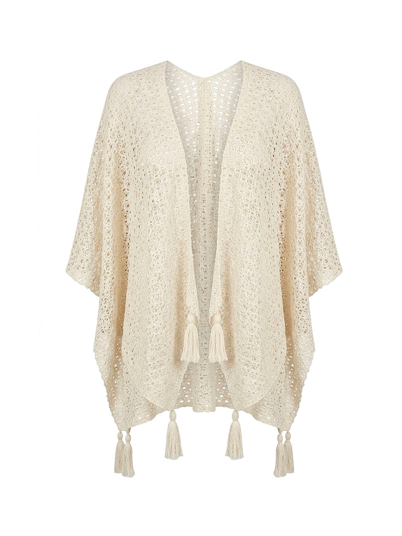 Textured Lattice Kaftan Cream