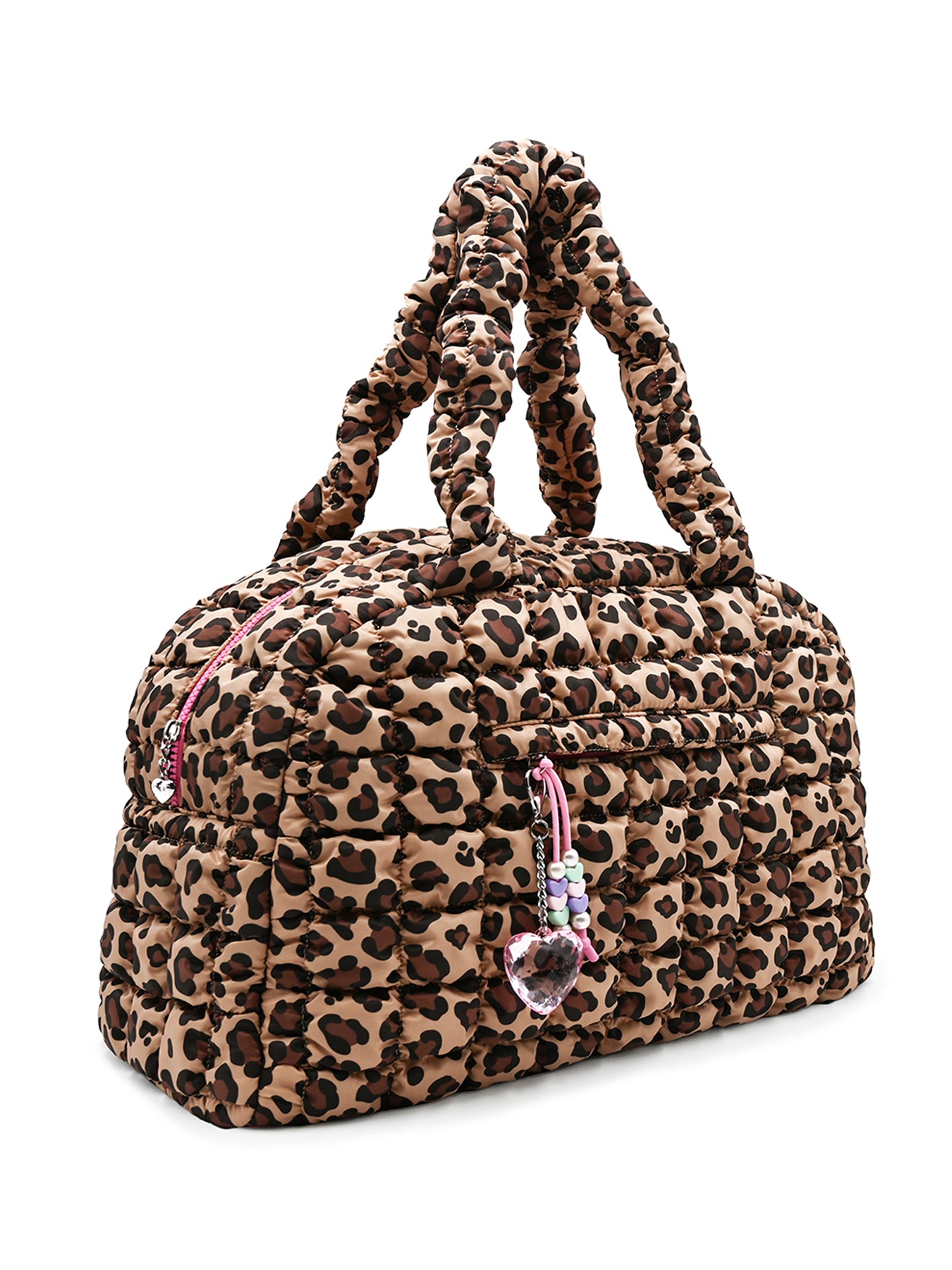 Kids' Leopard Scrunch Medium Duffle with Charm Brown