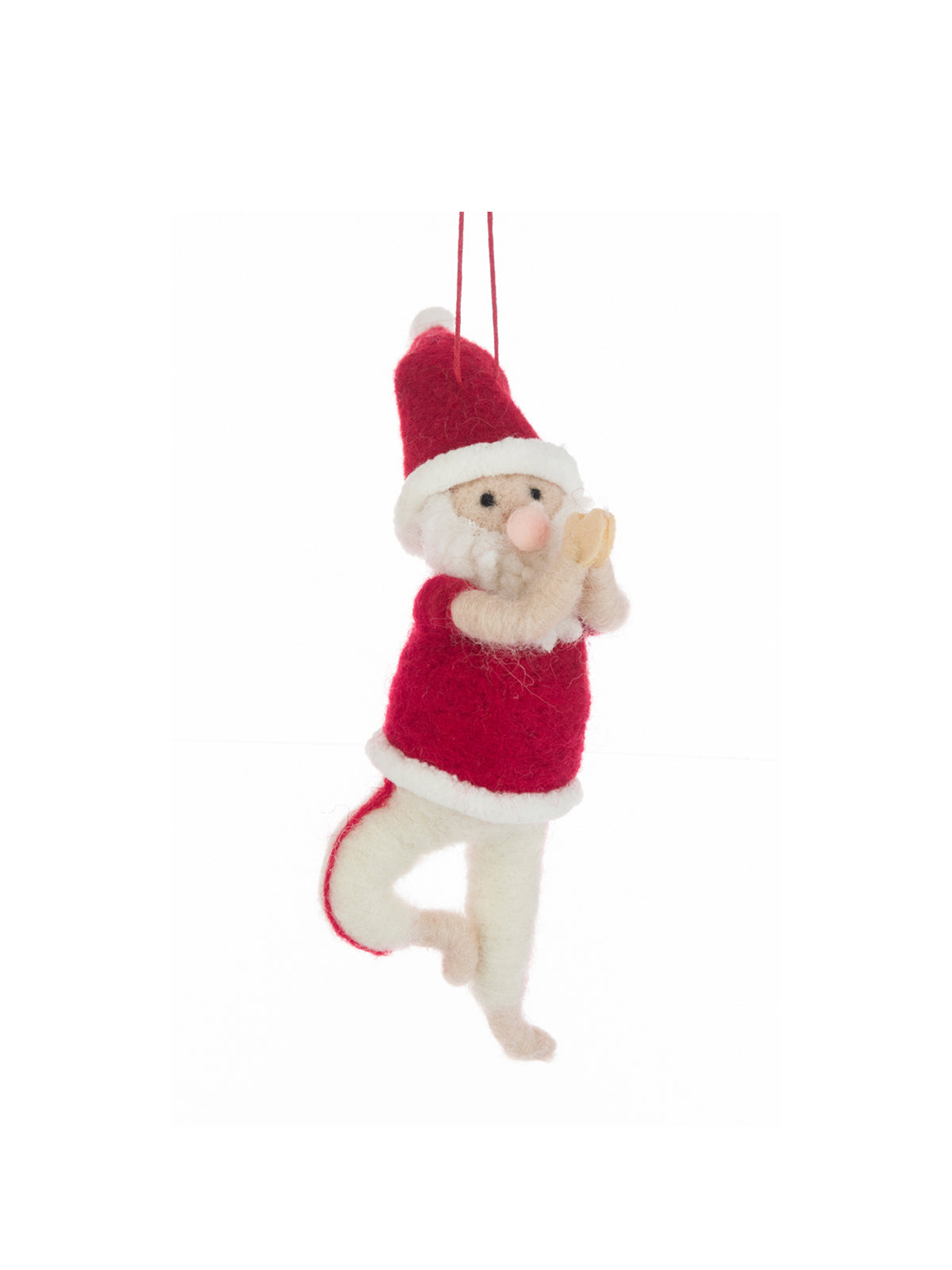Felt Santa Yoga Hanging Decoration 16cm - White
