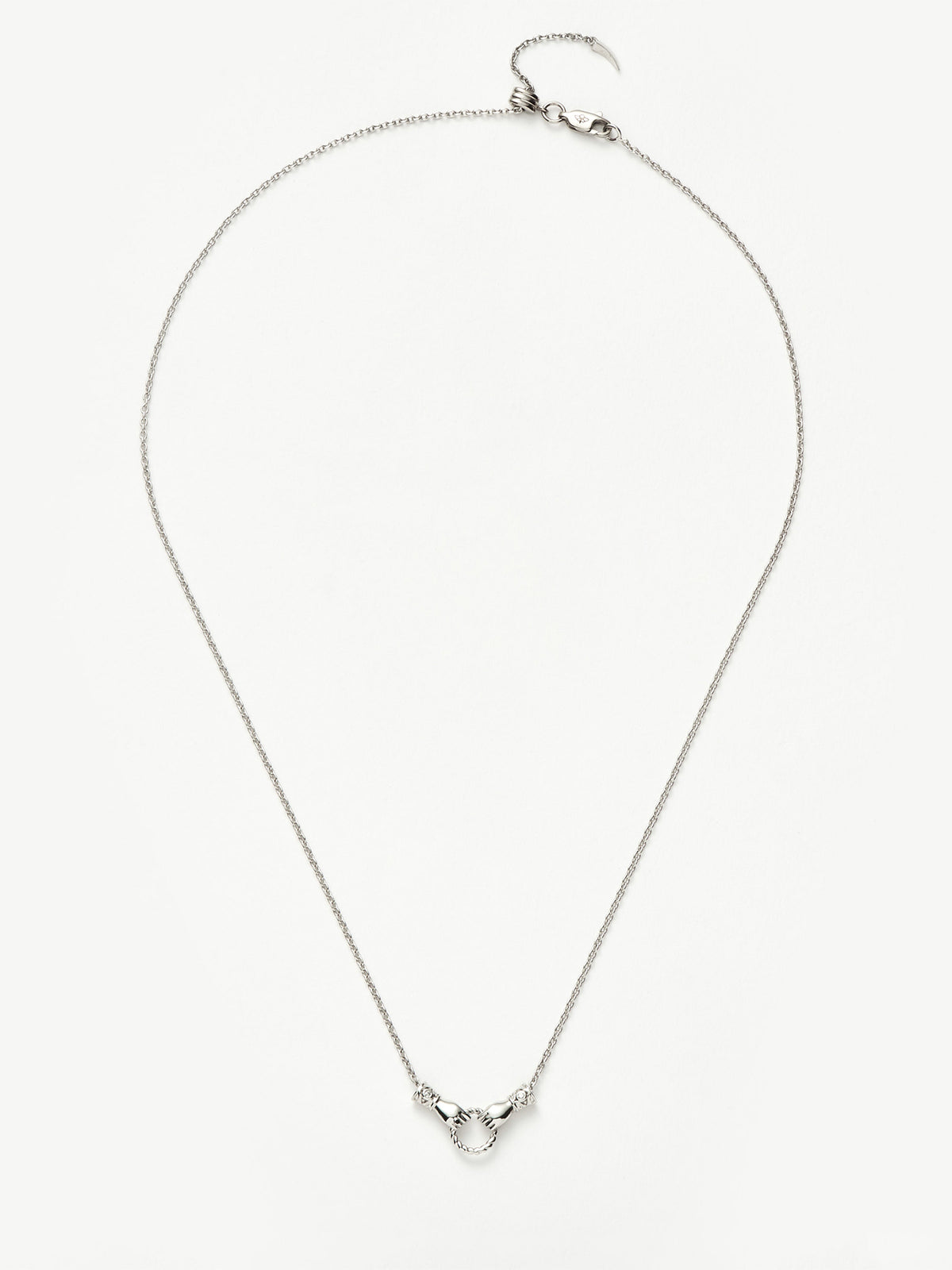 Harris Reed In Good Hands Mini Pendant Slider Necklace - Silver Plated