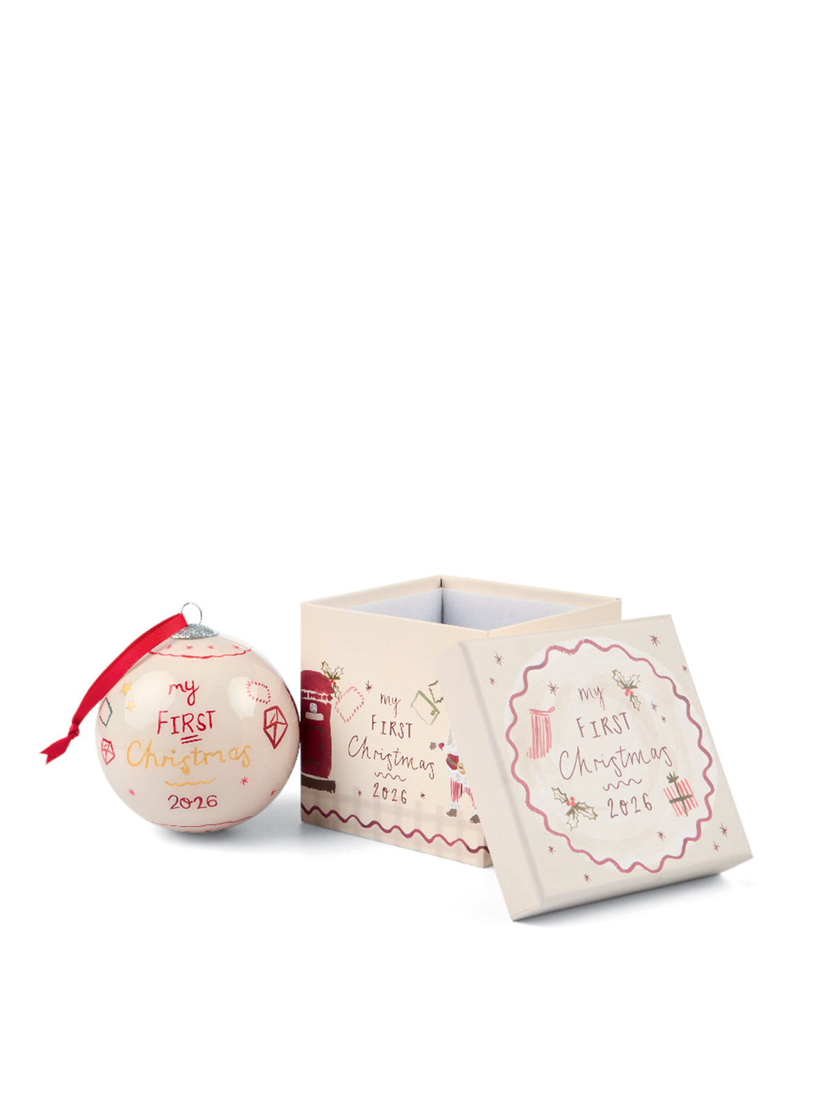 Glass Christmas Bauble 2026 – White