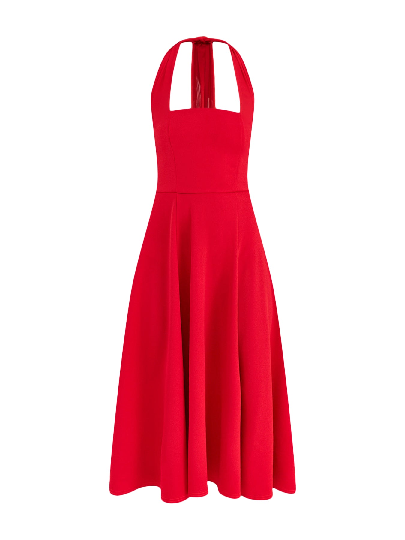 Auburn Halter Skater Midi Dress Red