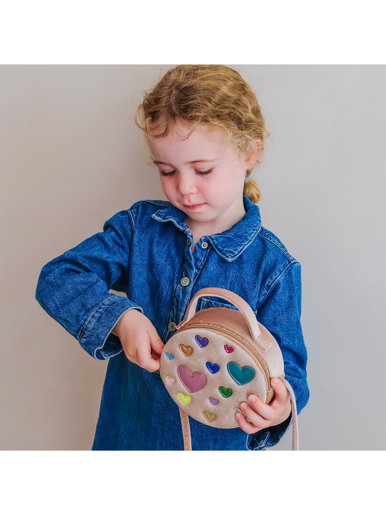 Kids Scatter Heart Velvet Bag Multi