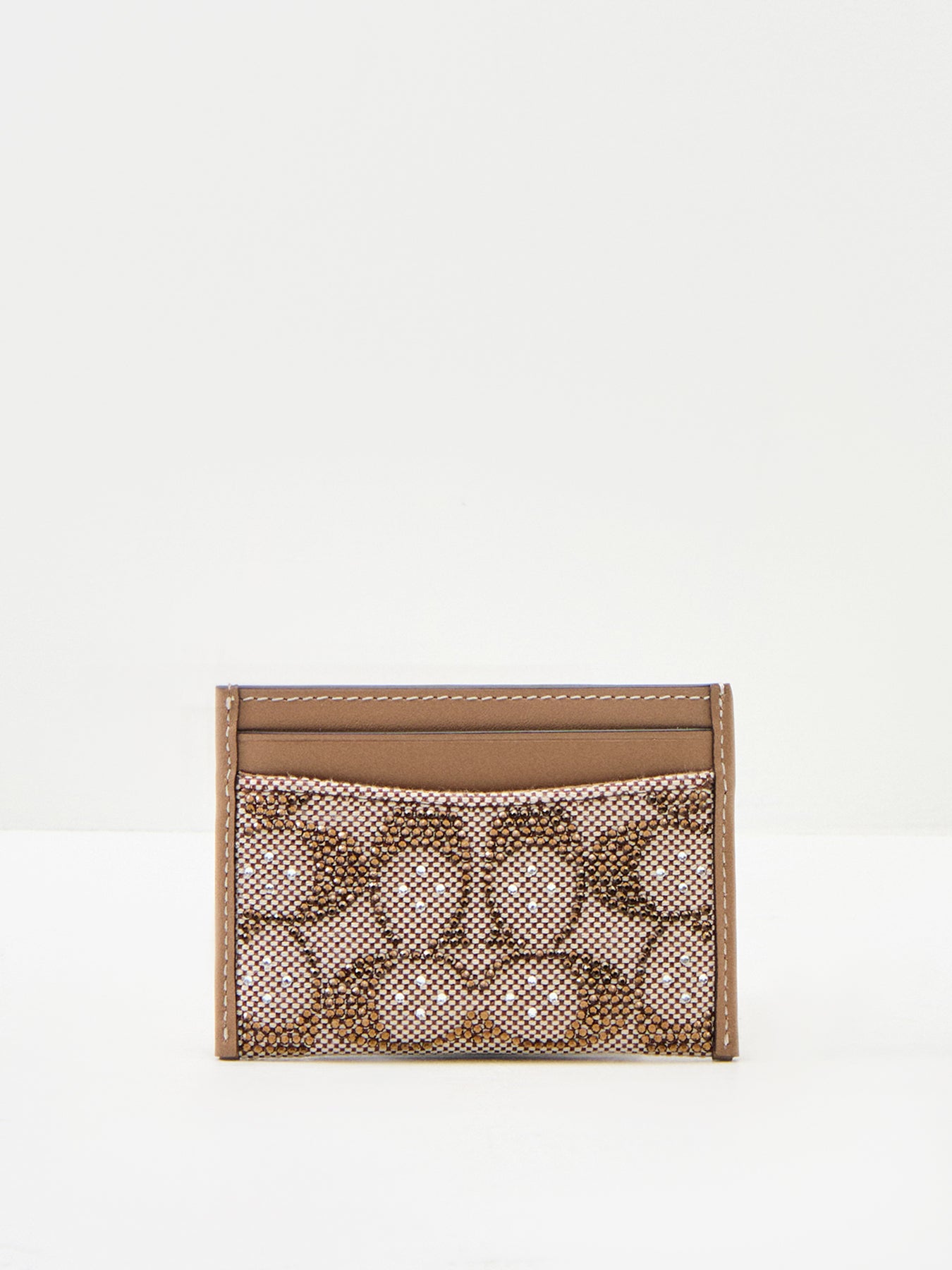 Crystal Signature Jacquard Leather Card Case