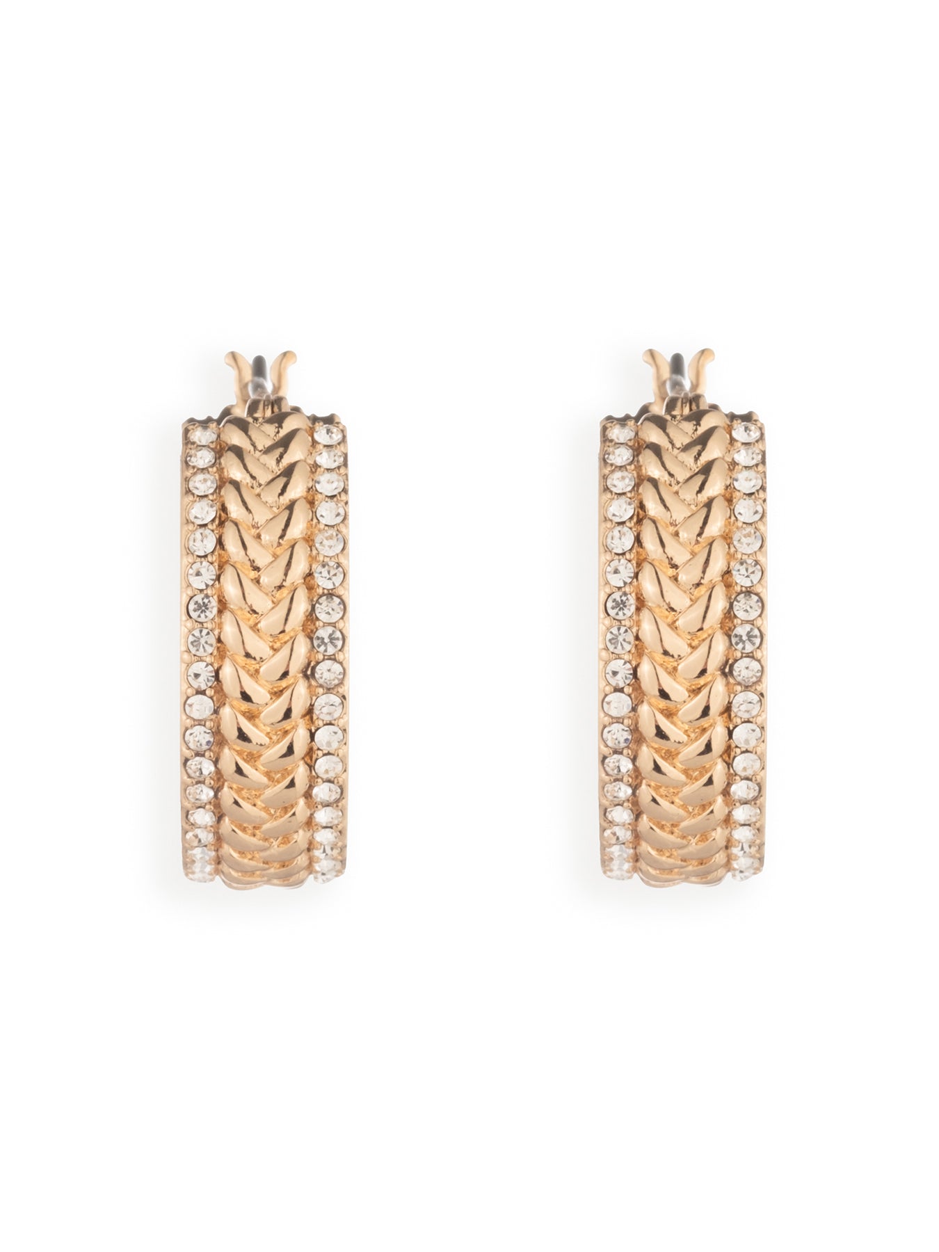 Herringbone Pavé Hoop Earrings 20mm