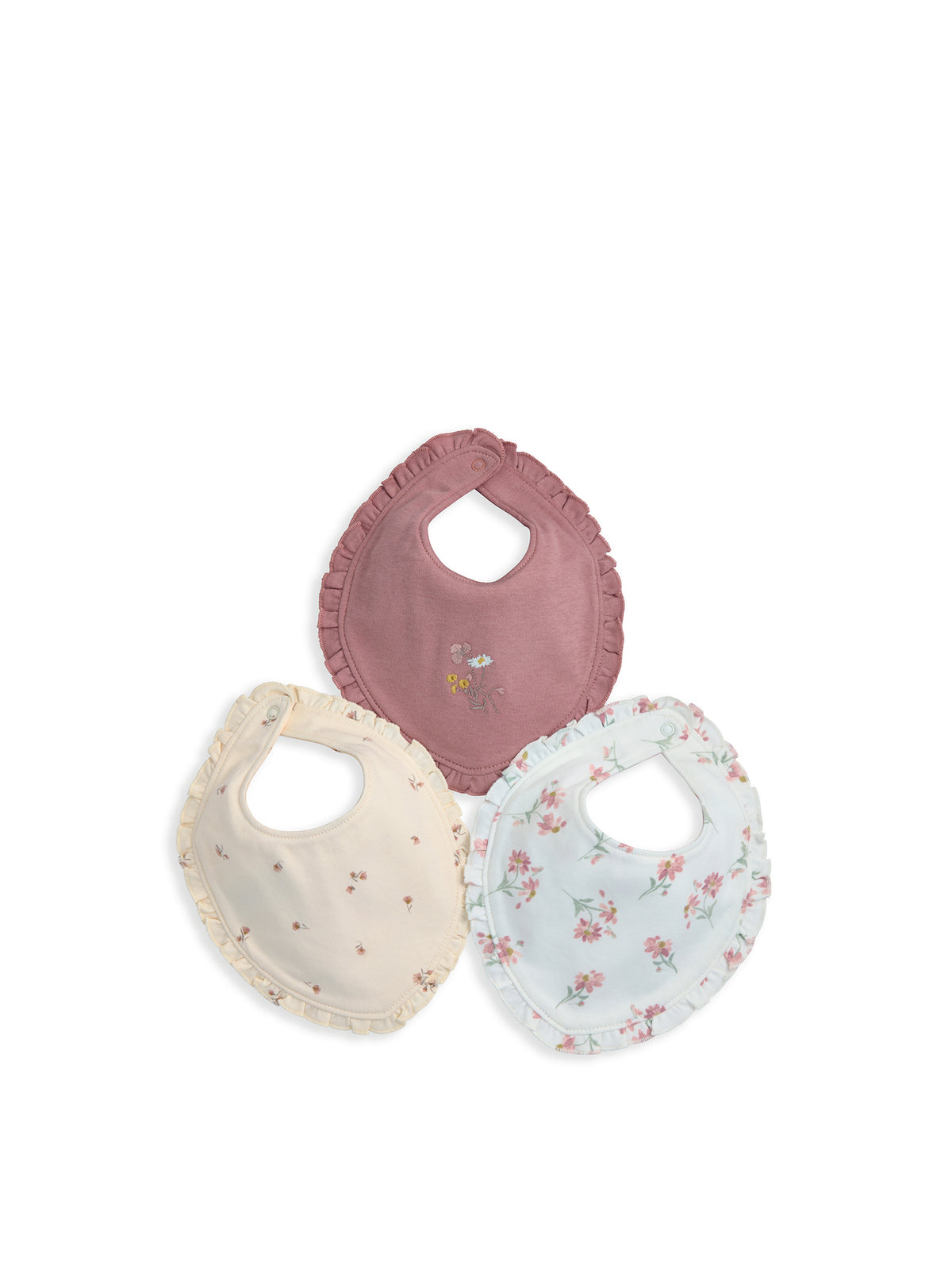 Baby Floral Frill Bibs Three Pack Pink