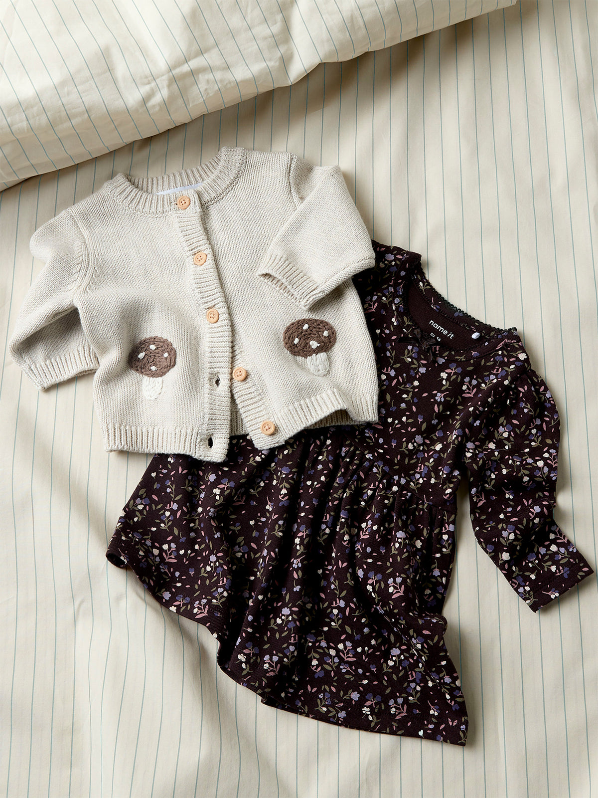 Baby Otelia Organic Cotton Knitted Cardigan - Peyote Melange
