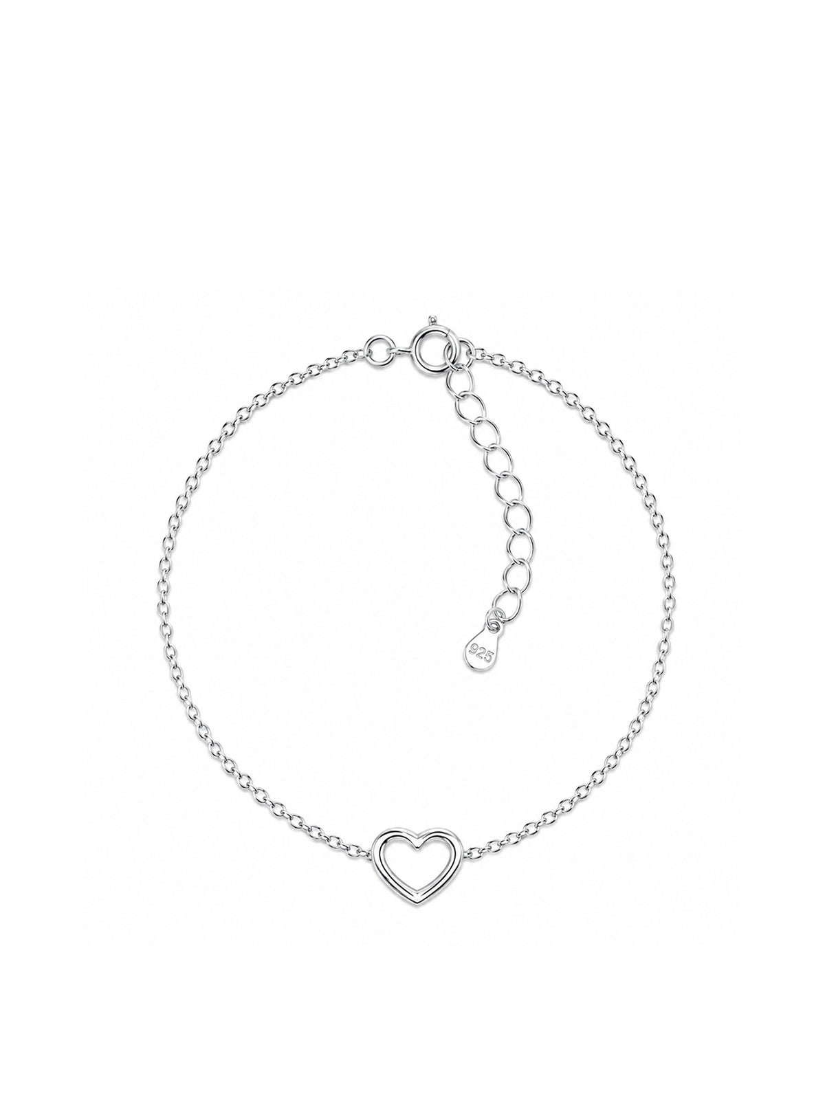 Sterling Silver Open Heart Bracelet