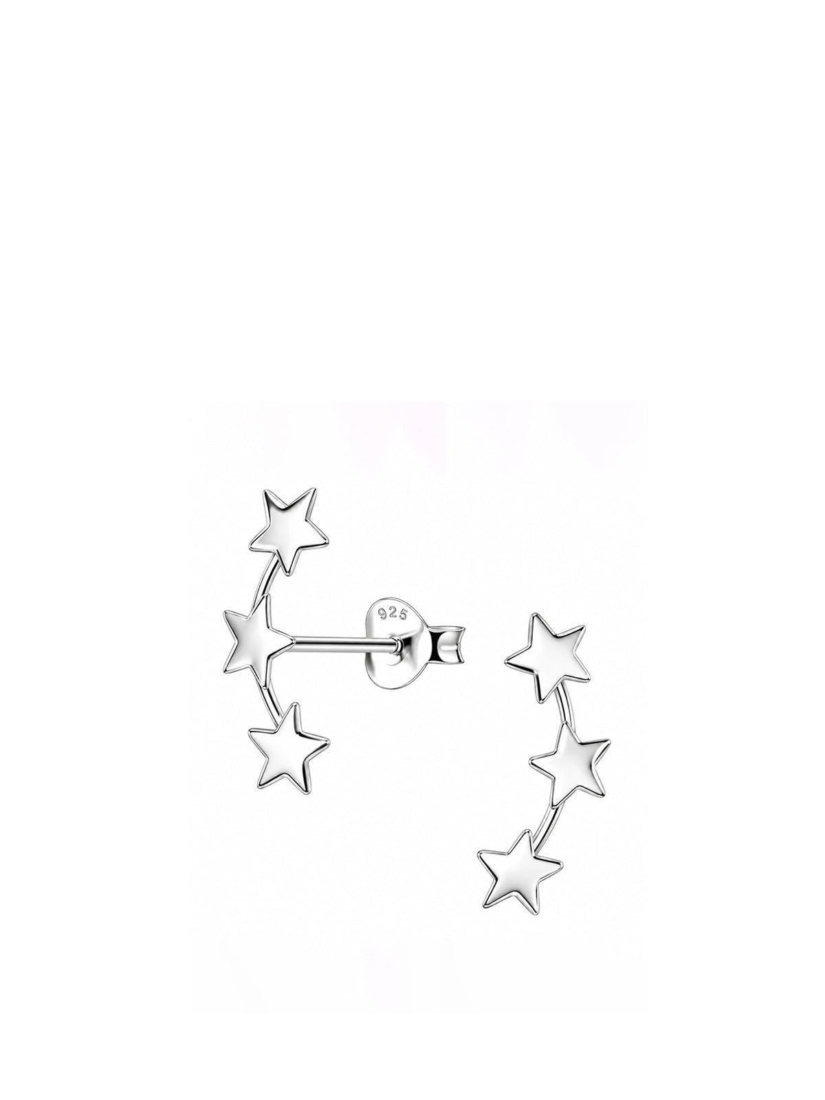 Sterling Silver Triple Star Stud Earrings