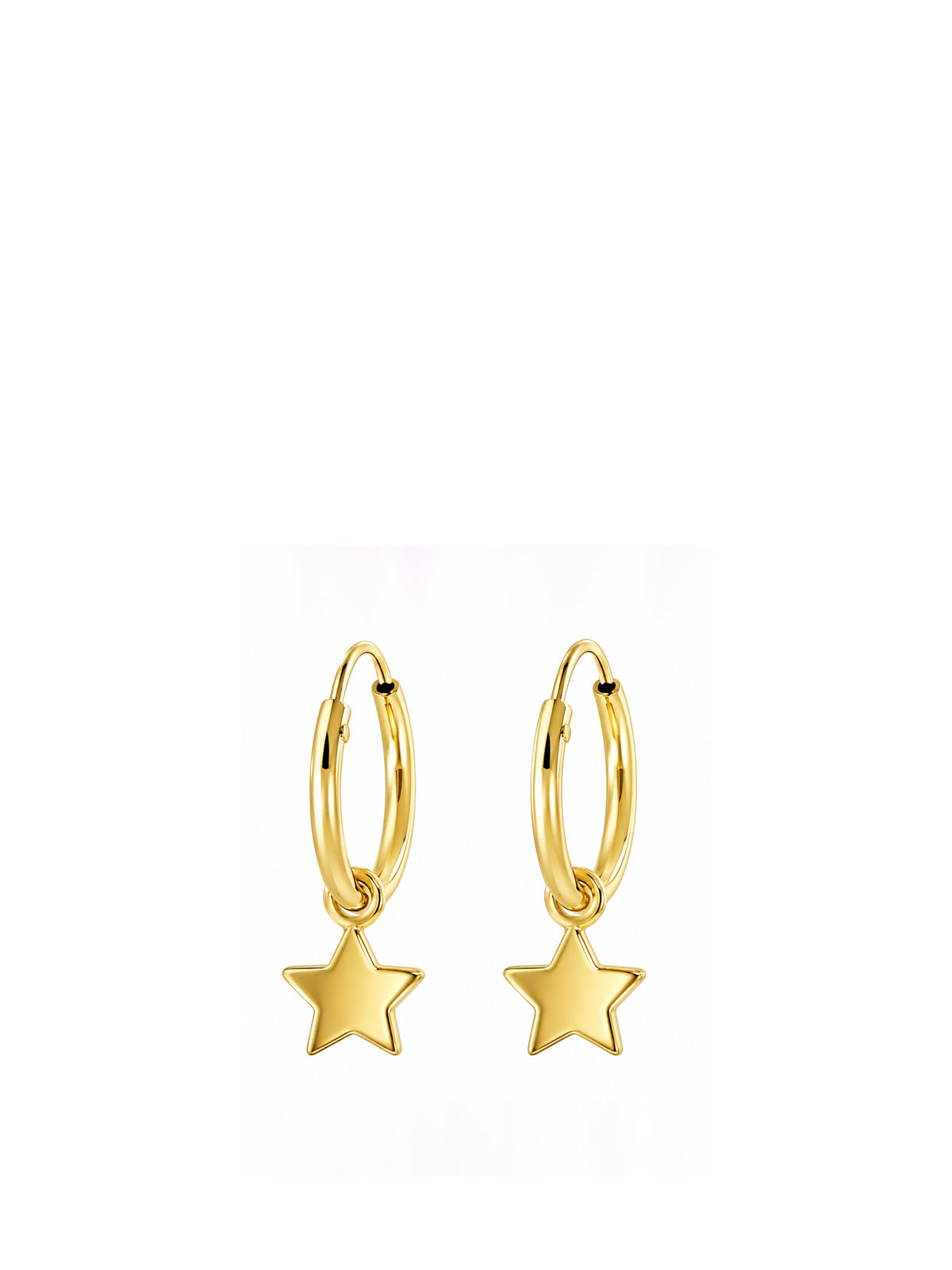 Gold-Plated Silver Star Charm Hoop Earrings