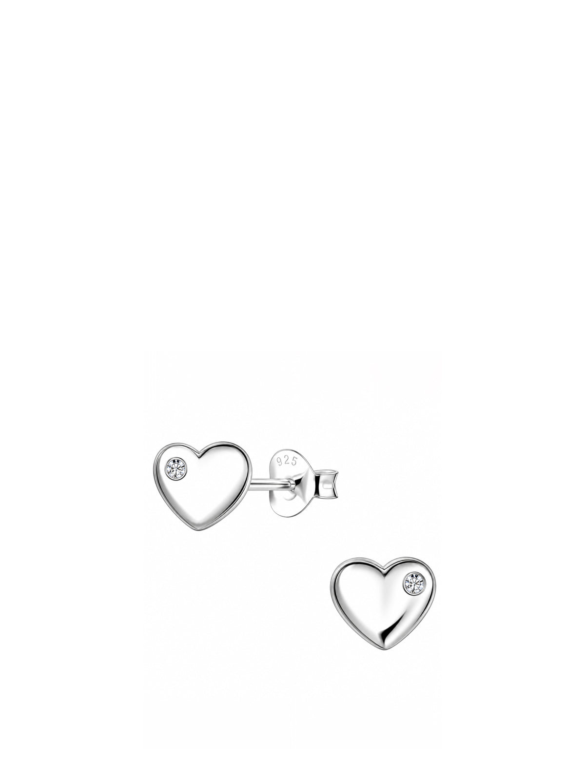 Silver Cubic Zirconia Heart Stud Earrings